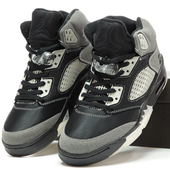 Кросівки чоловічі Ni Air Jord 5 Grey Black / Най аір Джор 5 сірі чорні високі 43