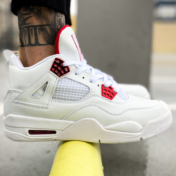 Кросівки чоловічі і жіночі Ni Air Jord 4 White Red/ Най аір Джор 4 білі із червоним високі 43