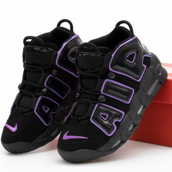 Кроссовки женские и мужские Ni Air More Uptempo Black Purple / Най аир мор Аптемпо черные с фиолетовым 43