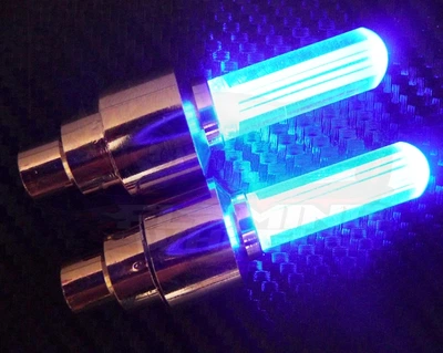 Светодиодная синяя LED подсветка колес на ниппель и золотник с батарейками за пару (2 шт.) для авто мото велосипеда