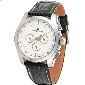 Наручний годинник Forsining 6625 Silver-White Leather