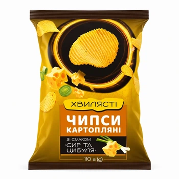 Чипси "7" хвилясті зі смаком сира з цибулею 110 г