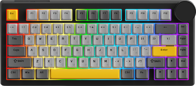 Клавіатура бездротова Ajazz AK820 V2 Coconut Flake Switch Wireless/Bluetooth/USB Black/Gray/Yellow (AK820-V2-CF-BGY)