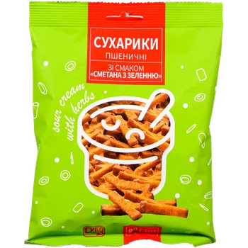 Сухарики Субота пшеничні зі смаком сметани із зеленню 90 г