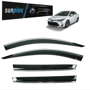 Дефлектори вікон вітровики Toyota Corolla 5D 19- з хром молдингом 4шт Sunplex Тойота Королла TR03584