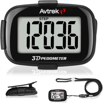 Шагомер AVTREK Precision 3D с большим дисплеем и LED-подсветкой, черный