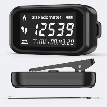 Шагомер MidingChai 3D с ЖК-дисплеем и клипсой, черный