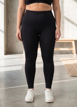 Женские лосины пуш ап батал с высокой посадкой однотонные Plus Size черные 4XL (A70204K)