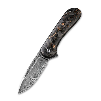 Нож складной карманный Civivi Elementum, (7.5 см) Damascus / Carbon Fiber