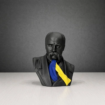 Статуэтка (Бюст) Тараса Григорьевича Шевченко из гипса ручной работы 19 см (Черный)