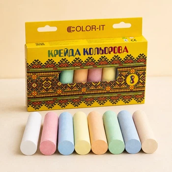 Крейда кольорова для малювання JAMBO C, 8 кольорів, кругла (Крейда для дошки та асфальту)