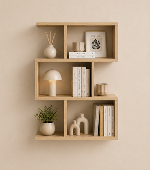 Навесная полочка на 3 отделения дуб сонома, книжная полка, полочка на стену 60*77*18 см для книг в гостиную, спальню, детскую