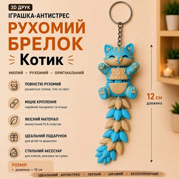 Брелок антистресс «Котик»,голубой