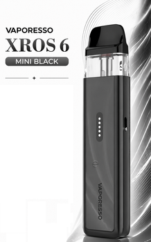 Pod-система Vaporesso XROS 6 Mini Black 1600мАч электронка черная с верхней заправкой подик со сменным картриджем 3мл