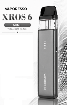 Многоразовая электроонная сигарета Vaporesso XROS 6 Mini Titanium Black под-система черная 1600мАч вейп с верхней заправкой