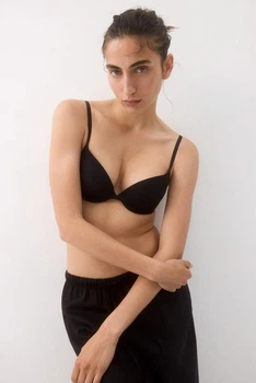 Бюстгальтер жіночий H&M Super Push-up з мікрофібри чорний гладкий 75B (1218367001-1)