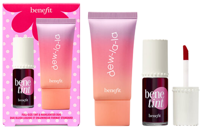 Набір косметики для макіяжу Benefit Dew The Beniint Рідкий хайлайтер 25 мл + Тінт для губ і щік 6 мл (602004159830)
