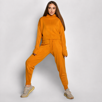 Вязаный спортивный костюм цвета горчица 55135 размер ONE SIZE