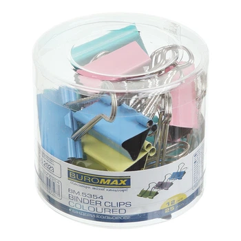 Зажим для бумаги BuroMax 25 мм 12 шт цветной (BM.5354)
