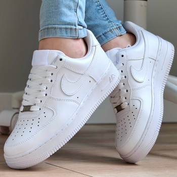 Кроссовки женские и мужские Ni Air Force white / Най аир Форс 1 белые / Най и форси светлые форсы низкие 43