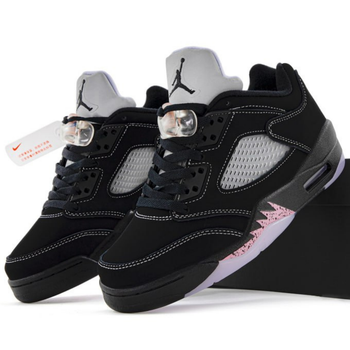 Кроссовки женские Ni Air Jord 5 Low Dongdan Black / Най аир Джорд 5 черные с серым низкие 40