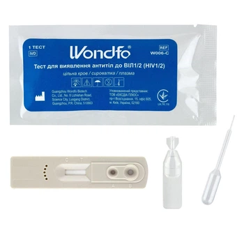 Тест для виявлення антитіл до ВІЛ 1/2 (HIV 1/2) WONDFO W006-C, 25 тестів