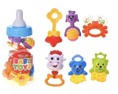 Набор погремушек в колбе, (ГОЛУБОЙ) huan le xing toys 997-63C