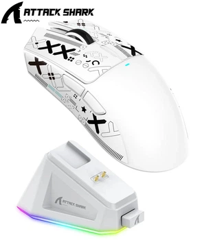 Миша бездротова ігрова ATTACK SHARK X11 Біла. Радіо 2.4Ghz + Bluetooth 5.2 + Док-станція