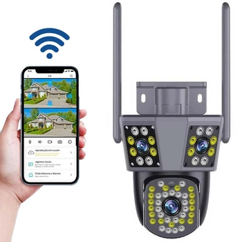 Уличная WIFI камера видеонаблюдения 9MP, 6K, 3 объектива