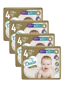 Підгузки памперси Dada Extra Care Розмір 4 (7-16 кг) 168 шт набір 4 упаковки по 42 шт
