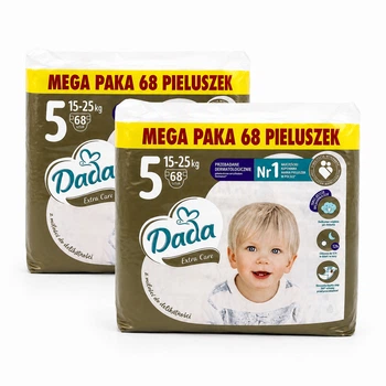 Підгузки памперси Dada Extra Care Mega Розмір 5 (15-25 кг) 136 шт набір 2 упаковки по 68 шт