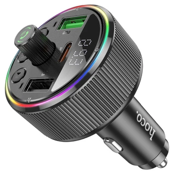 Автомобильный FM-трансмиттер Hoco E82 Guerrero PD30W+QC3.0, черный