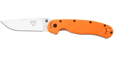 Ніж складаний Ontario Knife RAT I Linerlock, лезо Plain Satin AUS-8, руківя Orange GFN, Тайвань, ON8848OR