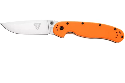 Ніж складаний Ontario Knife RAT I Linerlock, лезо Plain Satin D2, руківя Orange GFN, Тайвань, ON8867OR