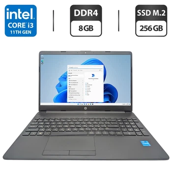 Ноутбук HP Laptop 15 / 15.6" (1920x1080) IPS / Intel Core i3-1115G4 (2 (4) ядра по 4.1 GHz) / 8 GB DDR4 / 256 GB SSD M.2 / Intel UHD Graphics / WebCam б/у