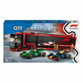 Детский конструктор City Грузовик F1 с автомобилями RB20 и AMR24 на 1086 деталей (45060)