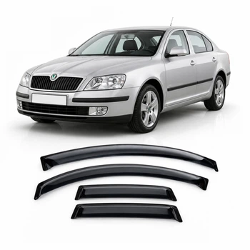 Дефлектори вікон вітровики для Skoda Octavia III 2004-2008 IV 2009 Скотч 3M (AMS20304) Acrylic 4 шт