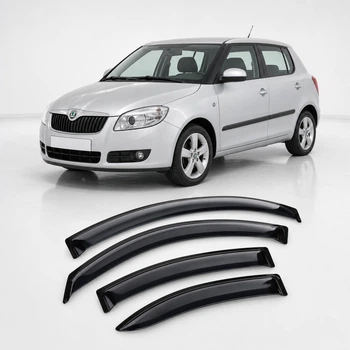 Дефлектори вікон вітровики для Skoda Fabia II Hb 2007 Скотч 3M (AMS20207) Acrylic 4 шт