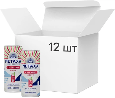 Упаковка слабоалкогольного напитка Metaxa Strawberry Mojito 5% 0.25 л х 12 шт (4520279521078)
