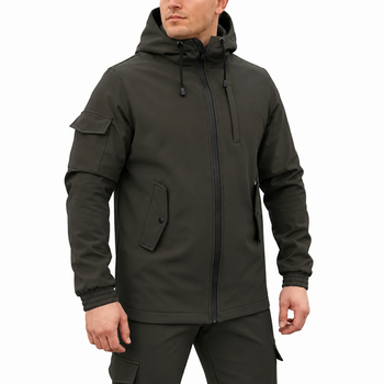 Куртка чоловіча SoftShell, кольору хакі, водонепронекна куртка з матеріалу софтшел для осені XL