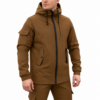 Куртка мужская SoftShell, в цвете койот, водонепроницаемая куртка из материала софтшелл для осени 5XL