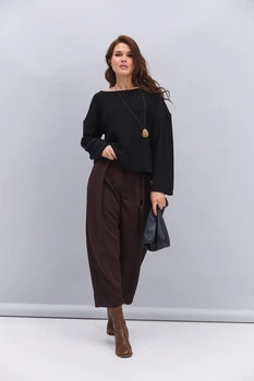 Женский вязаный джемпер oversize черный Arjen 102392, размер L/XL