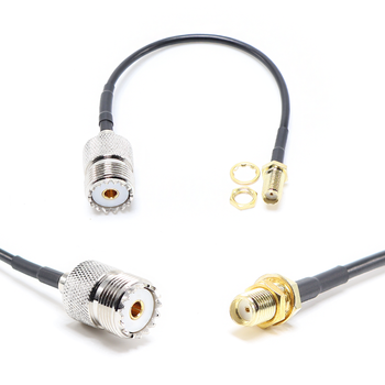 Пигтейл на кабель RG174 - 15 см / SMA female на панель, круглый 6.35 мм резьбовой - UHF female / [PG0265]