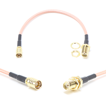 Пигтейл на кабель RG316 - 15 см / SMA female на панель, круглый 6.35 мм резьбовой - SMB female / [PG0038]