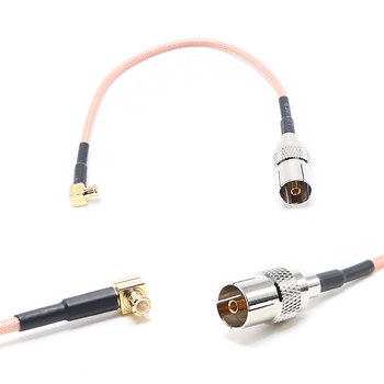 Пигтейл на кабель RG316 - 15 см / угловой MCX male - TV female / [PG0420]