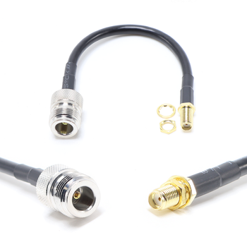 Пигтейл на кабель RG58 - 15 см / SMA female на панель, круглый 6.35 мм резьбовой - N female / [PG0228]
