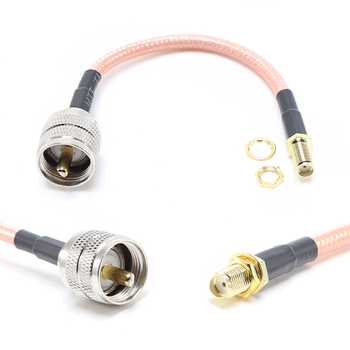 Пигтейл на кабель RG142 - 15 см / SMA female на панель, круглый 6.35 мм резьбовой - UHF male / [PG0263]