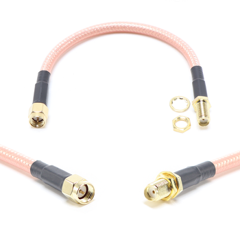 Пигтейл на кабель RG142 - 15 см / SMA male - SMA female на панель, круглый 6.35 мм резьбовой / [PG0015]