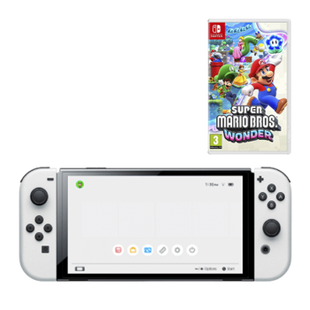 Набор Консоль Nintendo Switch OLED Model HEG-001 64GB White + Игра New Super Mario Bros. Wonder Русские Субтитры