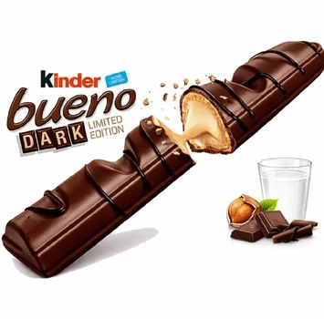 Шоколадный батончик Kinder Bueno Dark в черном шоколаде 21,5 г 1 шт